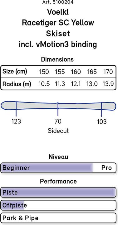 Produktbild Völkl Racetiger SC Ski Set 20/21 (170 cm, Mit Bindung)