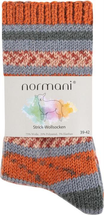 Produktbild Normani 2 Paar Gestrickte Wollsocken Bunt-geringelt - 9093 (2er Pack, 39 - 42)