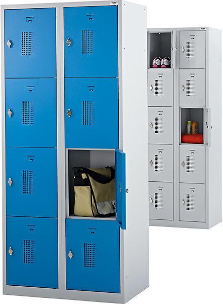Produktbild eurokraft basic Schliessfachschrank mit Drehriegel für Vorhängeschloss, 10 Fächer (80 cm, 180 cm)