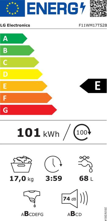 Energy Label LG F11WM17TS2B (17 kg, Left)