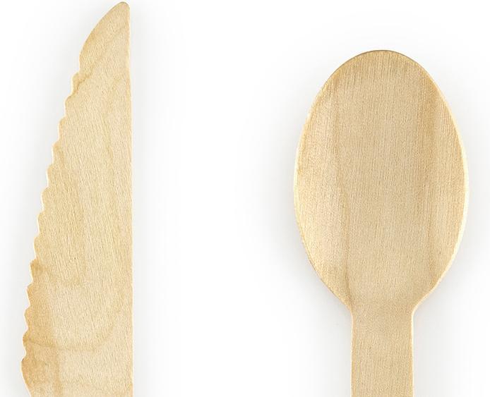 Produktbild Partydeco Besteck aus Holz - Goldene Sterne (18St.) (18 x)