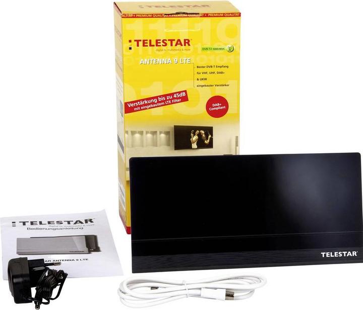 Produktbild Telestar Antenna 9 LTE (Flachantenne, Zimmerantenne, 45 dB, DVB-T / -T2, DAB/ DAB+, UKW / MW / LW)