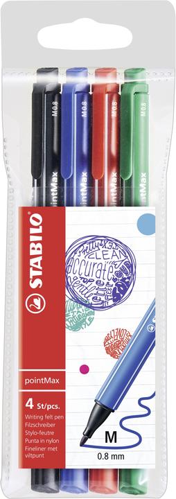 Produktbild STABILO pointMax Filzschreiber (Rot, Blau, Schwarz, Grün, 4 x)