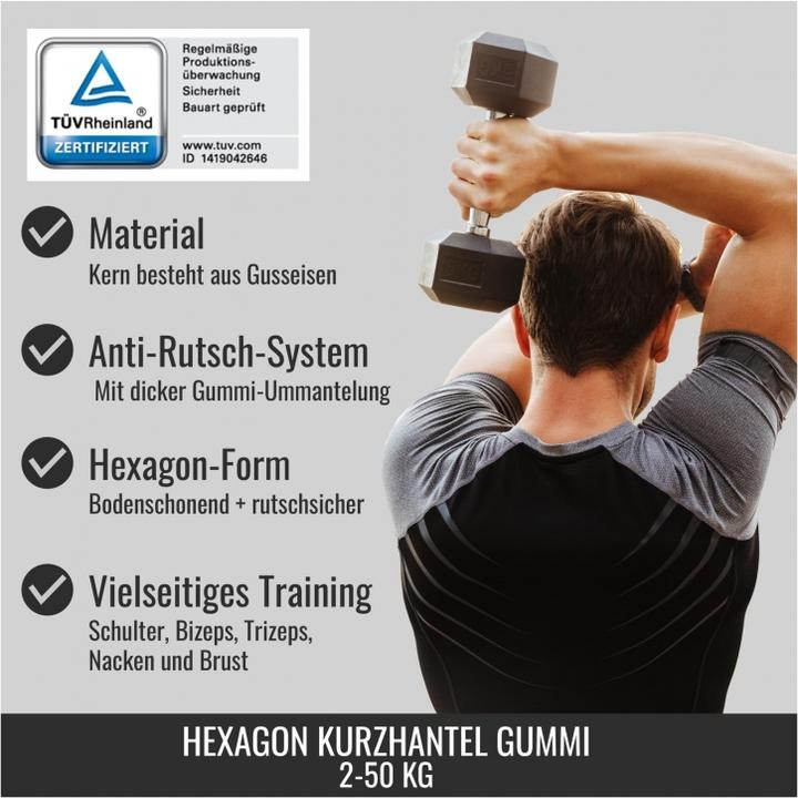 Produktbild Gorilla Sports Hexagon Gummi Studio Hantel (1 x 4 kg)