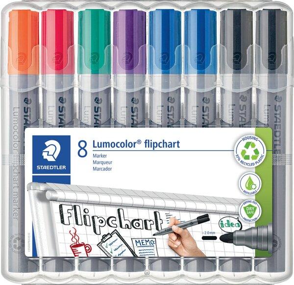 Produktbild Staedtler 8 356 WP8 X Flipchart-Marker farbsortiert 2,0 mm (Sortiert, 2 mm, 8 x)
