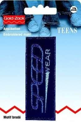 Actual product image Prym Jeans label appliqué, rectangular, speed, blue (1 x)