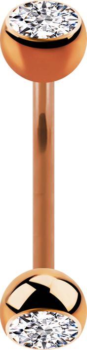 Actual product image Star Piercing Micro Banane rosegold mit zwei Kugeln und Kristall silber (without brass, Titanium G23)
