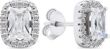 Brilio Silver - Sparkling silver earrings with zircons EA578W