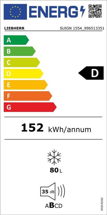Label énergétique Liebherr SUIGN 1554-26 (Encastrable, 79 l)
