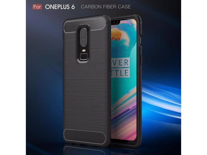 Productafbeelding Screenguard OnePlus 6 Cover Koolstof Geborsteld Zacht TPU (OnePlus 6)