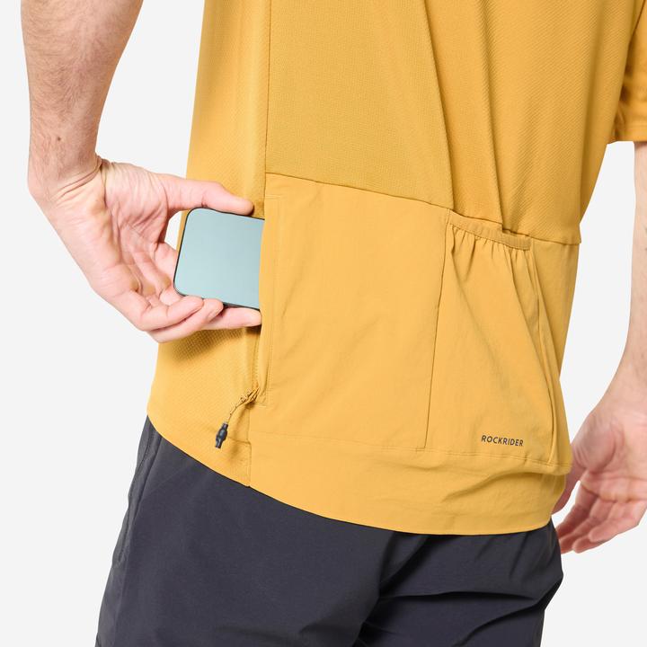 Image du produit Rockrider Maillot vélo manche courte homme cargo, Ocre (XXL)