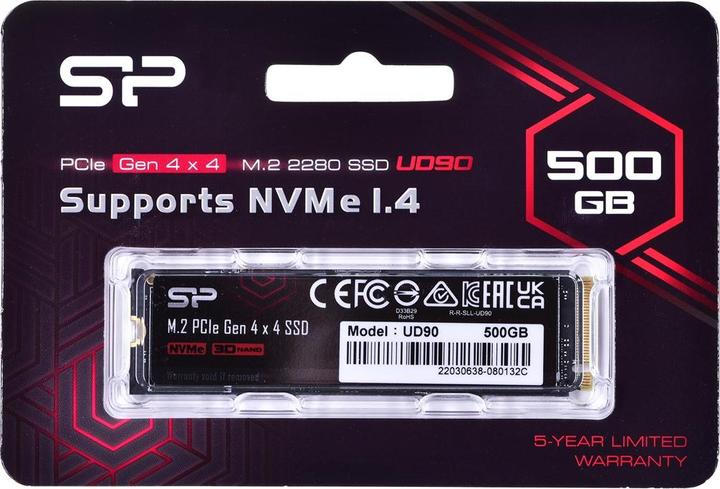 Immagine prodotto Silicon Power SSD M.2 2280 PCIe 500GB UD90 Gen4x4 NVMe 4500/1950 MB/s (500 GB, M.2 2280)
