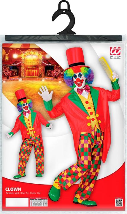Actual product image Widmann Super clown with tailcoat, waistcoat, bow tie, trousers, hat (S)