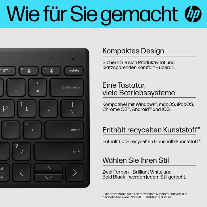 Actual product image HP 350 BLK Compact Multi-Device Keyboard GR (P) (DE, Wireless)