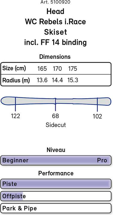 Produktbild Head WC Rebels i.Race Ski Set 18/19 (175 cm, Ohne Bindung)