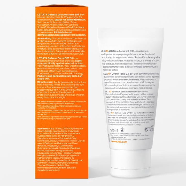 Actual product image Leti LETIAT4 Defense Face Cream SPF 50+, 50 ml Cream, 50 ml Cream (Suntan cream, SPF 50+, 50 ml)