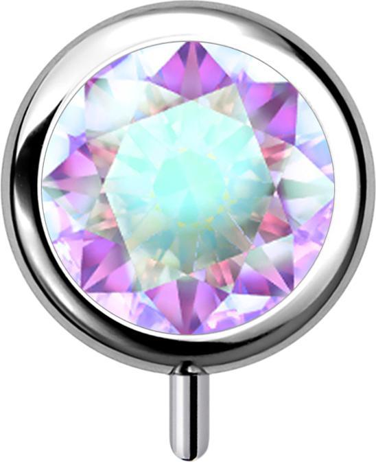Immagine prodotto Star Piercing Cilindro senza filettatura in argento con cristallo frontale multicolore (senza ottone)