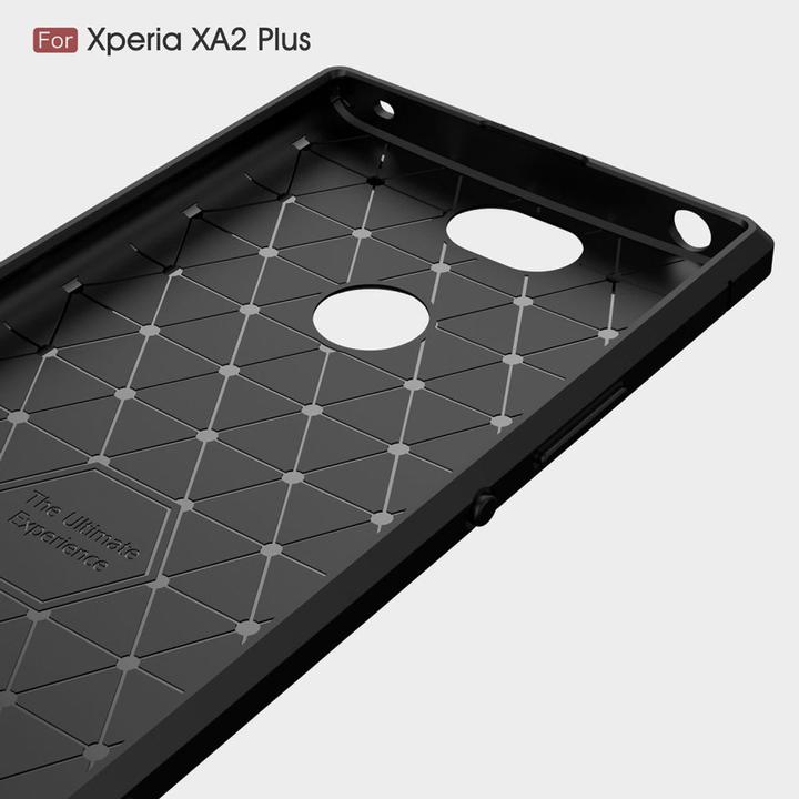 Produktbild König Design Hülle Handy Schutz für Sony Xperia XA2 Plus Case Cover Bumper Carbon Optik Grau (Xperia XA2 Plus)