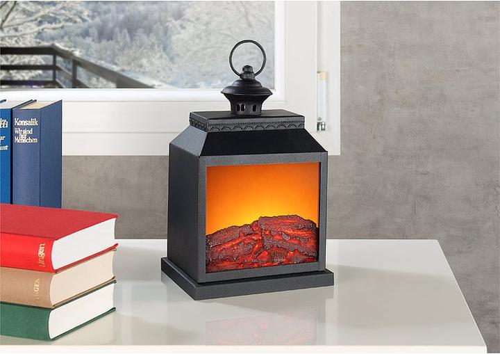Image du produit Carlo Milano Cheminée électrique décorative avec optique de flamme réelle, fonctionnement sur batterie