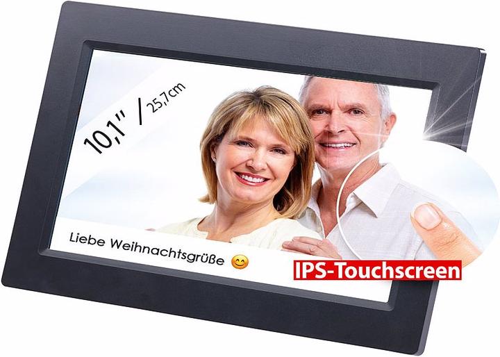 Produktbild Somikon WLAN-Bilderrahmen mit Touchscreen & weltweitem Bild-Upload (10.10", 1280 x 800 Pixel)