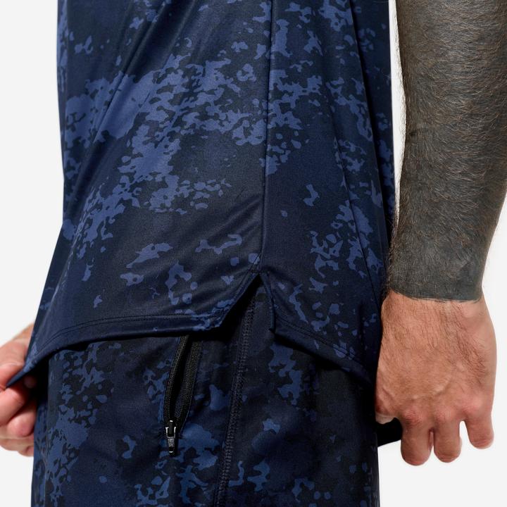 Image du produit Domyos T-shirt de fitness respirant à manches courtes avec col ras du cou pour hommes - Bleu marine (S)