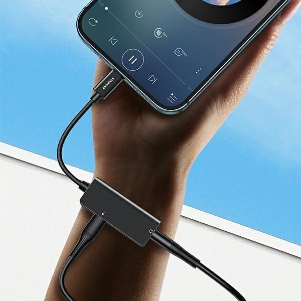 Produktbild adidas Adapter USB Awei CL-121 Lightning - 3,5 mm Klinke + Lightning Schwarz (AWEI083BLK)