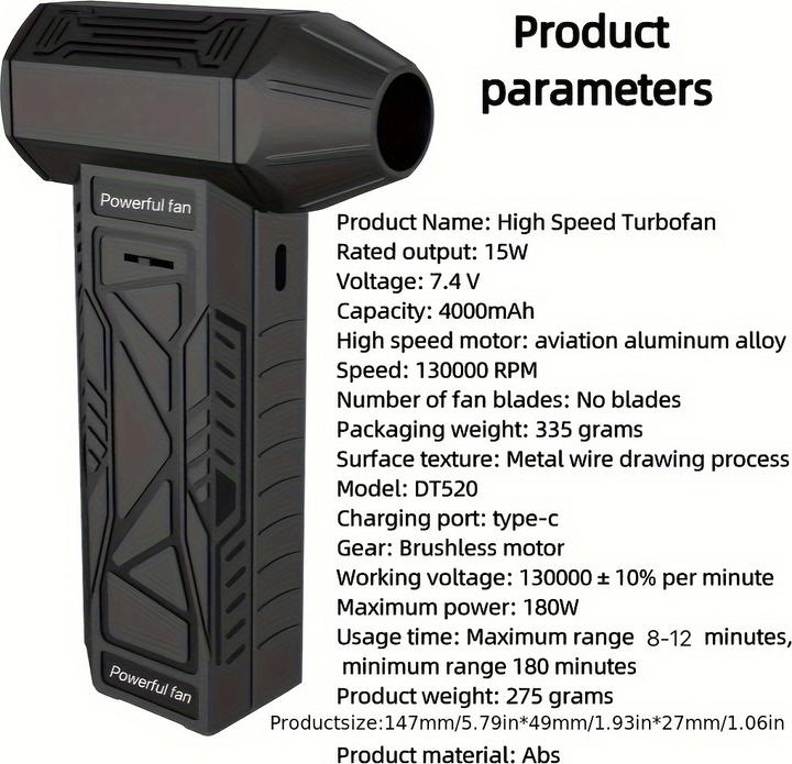 Image du produit PhoneLook Mini ventilateur manuel Turbofan