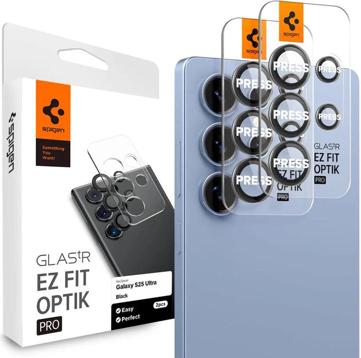 Spigen Samsung Galaxy S25 Ultra Glas.tR EZ Fit Optik Pro HD Lens protector, 2-pack (2 Stück, Samsung Galaxy S25 Ultra)