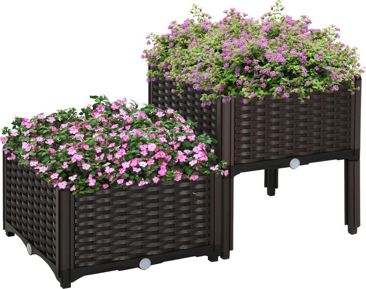 Produktbild Outsunny 2-teiliges Hochbeet in Rattan-Optik