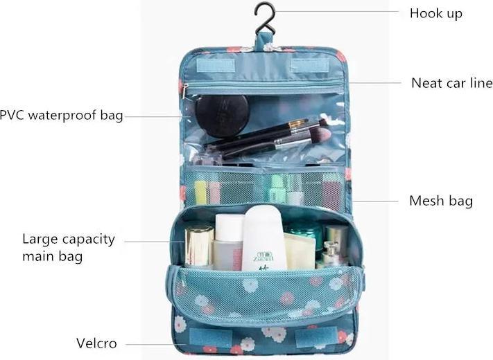 Actual product image Only-Bags.Store Cosmetic bag with nylon hooks, make-up bag, high capacity, storage bag for (24 l)