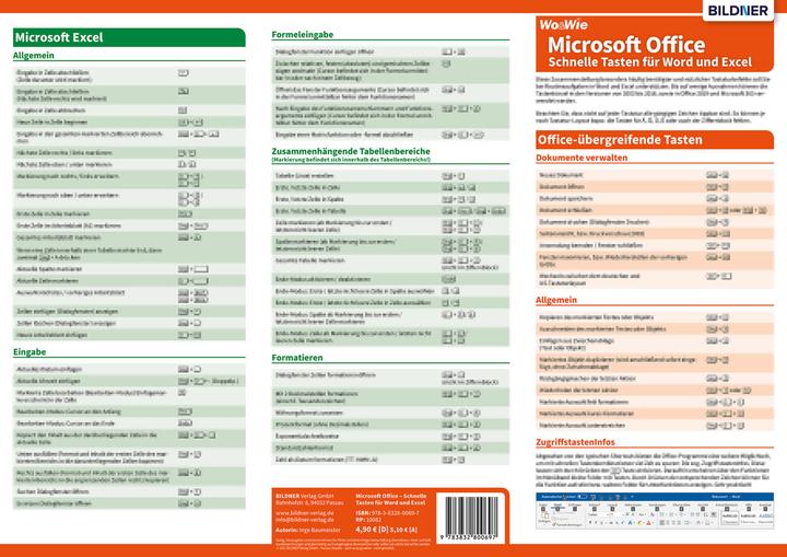 Nährwerte und Zutaten Wo&Wie: Microsoft-Office - Schnelle Tasten für Word und Excel (Deutsch, Inge Baumeister, Christian Bildner, 2021)