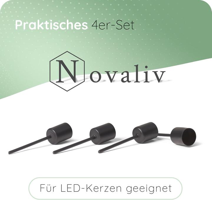 Actual product image Novaliv 4x Stick Candle Holder Black I Candle Pick 10 x 2,5 cm Candle Plug for Stick Candles I