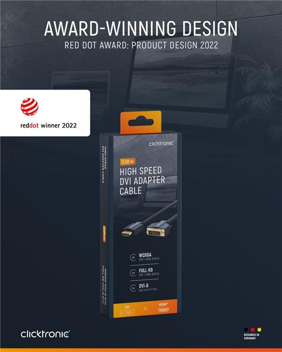 Produktbild clicktronic HDMI (Typ A) — DVI (1 m, HDMI, DVI)