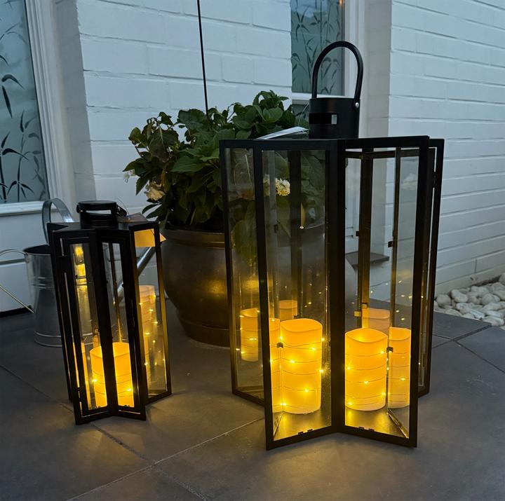 Mojawo 2tlg Laternen Set Gartenlaterne Windlicht Sternform XXL Format (2 x)
