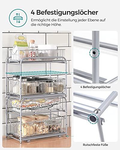 Actual product image Songmics Kitchen shelf 2 drawers silver