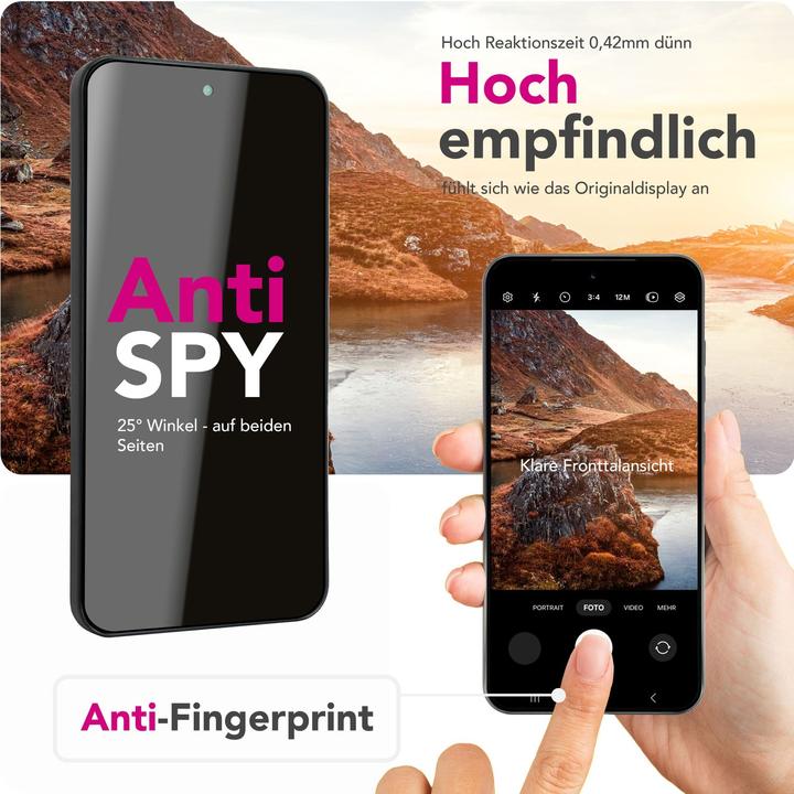 Produktbild Nalia AntiSpyX - Privacy Schutzglas mit Blickschutz - Full Display Screen Protection 9H Tempered Glass (1 Stück, Samsung Galaxy S25 Edge)