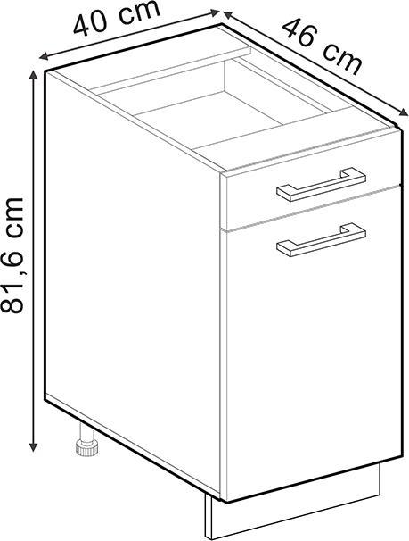 Actual product image Vicco Küchenunterschrank R-Line, Sonoma/Goldkraft Eiche, 40 cm, AP Anthrazit