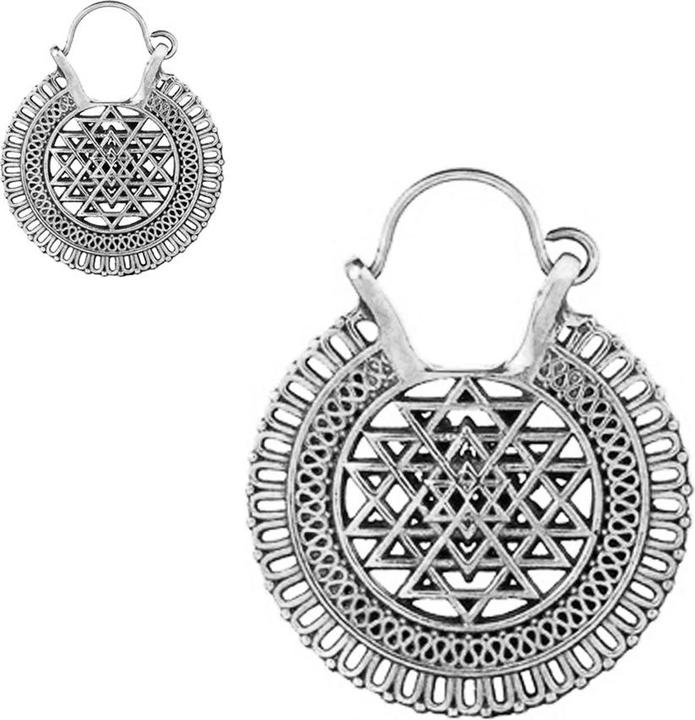 Star Piercing Ohrring silber Ethno Muster (Messing)