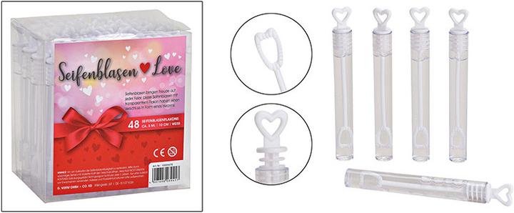 Produktbild G. Wurm Seifenblasen 48er Set, Herz für Hochzeit, Kunststoff, 4,5ml, (B/H/T) 1x10x1cm Ø1cm