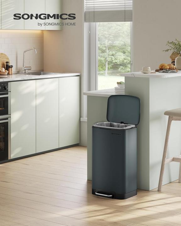 Produktbild Songmics 30L Mülleimer, Rauchgrau (30 l)
