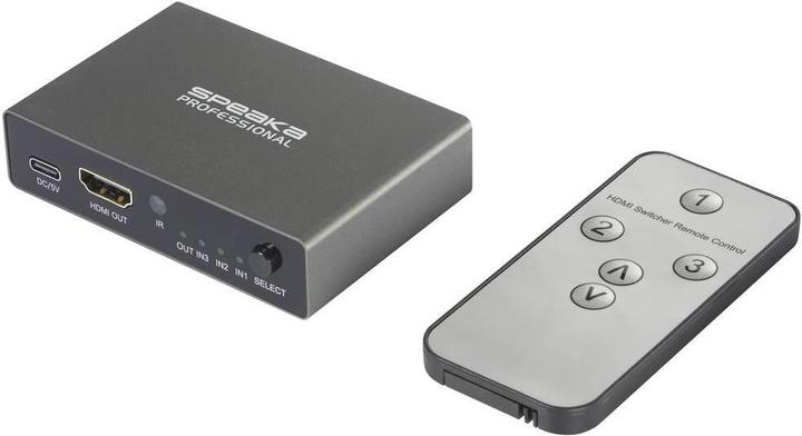 Image du produit SpeaKa Professional SP-HDS-210 Commutateur HDMI 3 ports Compatible Ultra HD 7680 x 4320 pixels