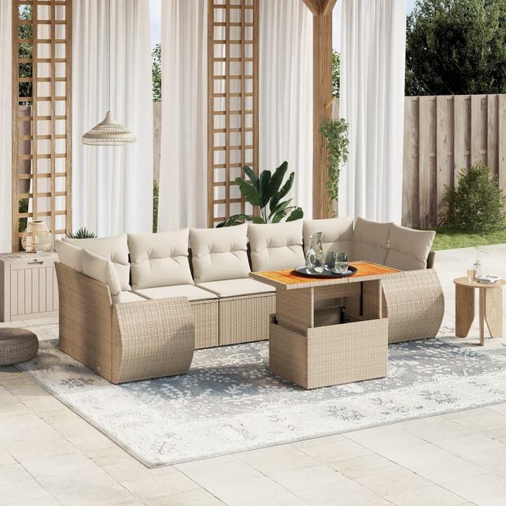 Produktbild VidaXL Gartenmöbel Sofa Garnitur Gartengarnitur Garten Sitzgruppe 8-tlg. Beige