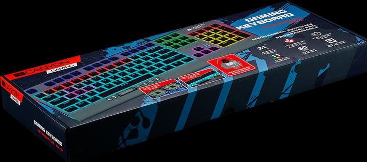 Actual product image Canyon Mechanical Gaming Keyboard Interceptor CND-SKB8, with backlight, Red Outemu Switches, EN layo (US, Cable)