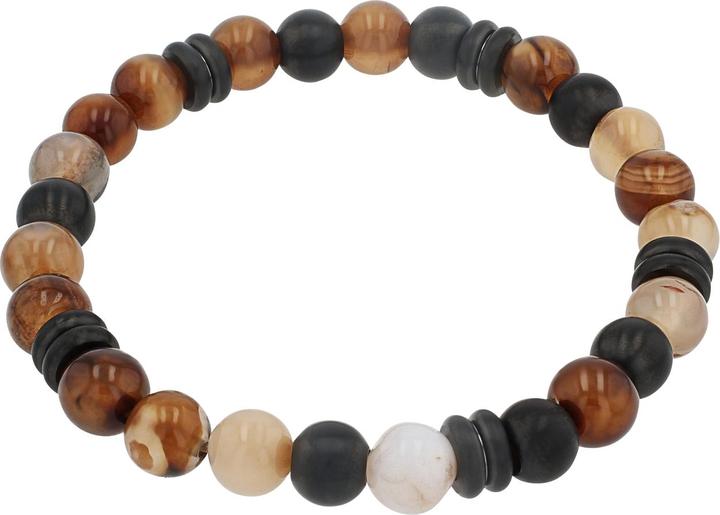 Produktbild S.Oliver Armschmuck für Herren, Edelstahl, Steel Beads, Achat (19 cm, Edelstahl)