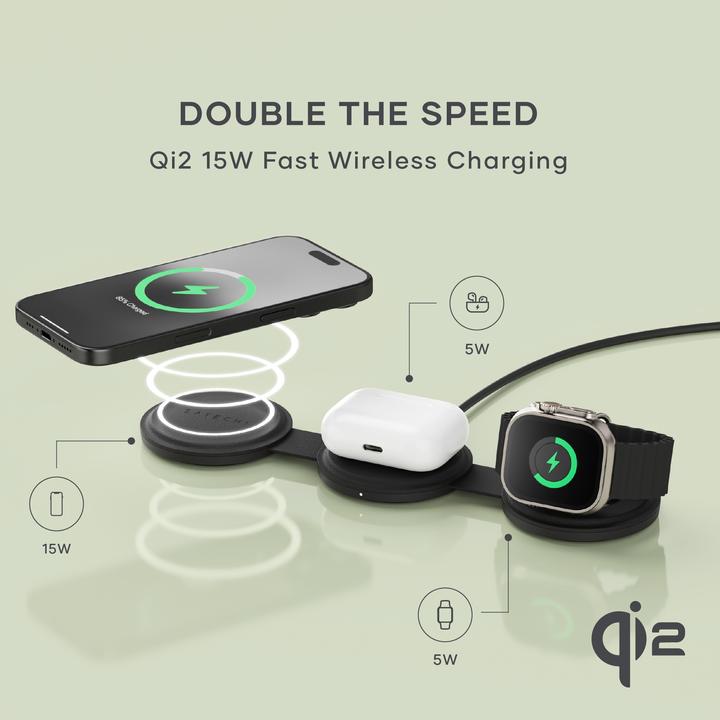 Actual product image Satechi OntheGo 3-in-1 Wireless Charger mit Qi2 (15 W)