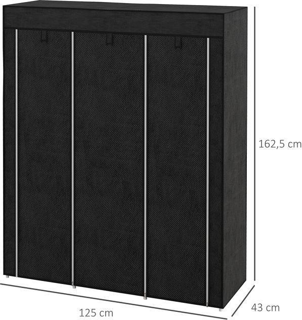 Produktbild Swisshandel24 Stoffschrank, Kleiderschrank mit Kleiderstange, 8 Ebenen, Faltschrank, Faltbare Garderobe, Flur, Vli (125 x 43 x 162.5 cm)