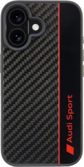 Audi Étui rigide en fibre de carbone pour iPhone 16 6.1" czarny/black AUS-TPUPCIP16-R8/D1-BK (Apple iPhone 16)
