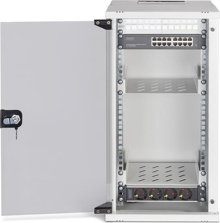 Produktbild Digitus 10" Netzwerk-Set, 12HE Wandgehäuse und Zubehör, gr SOHO PRO Version (10 Zoll Rack)