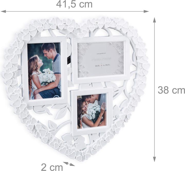 Immagine prodotto Relaxdays Cornice portafoto a forma di cuore (10 x 10 cm, 10 x 15 cm)