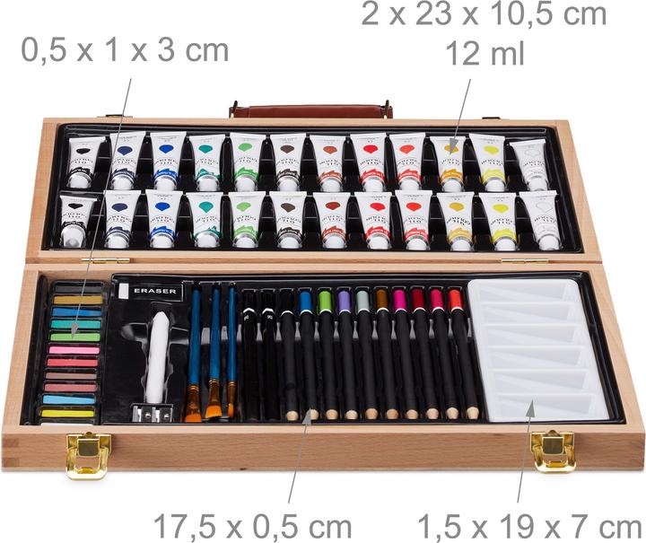 Immagine prodotto Relaxdays Valigetta con kit da pittura e disegno (Marrone chiaro, 56 x)